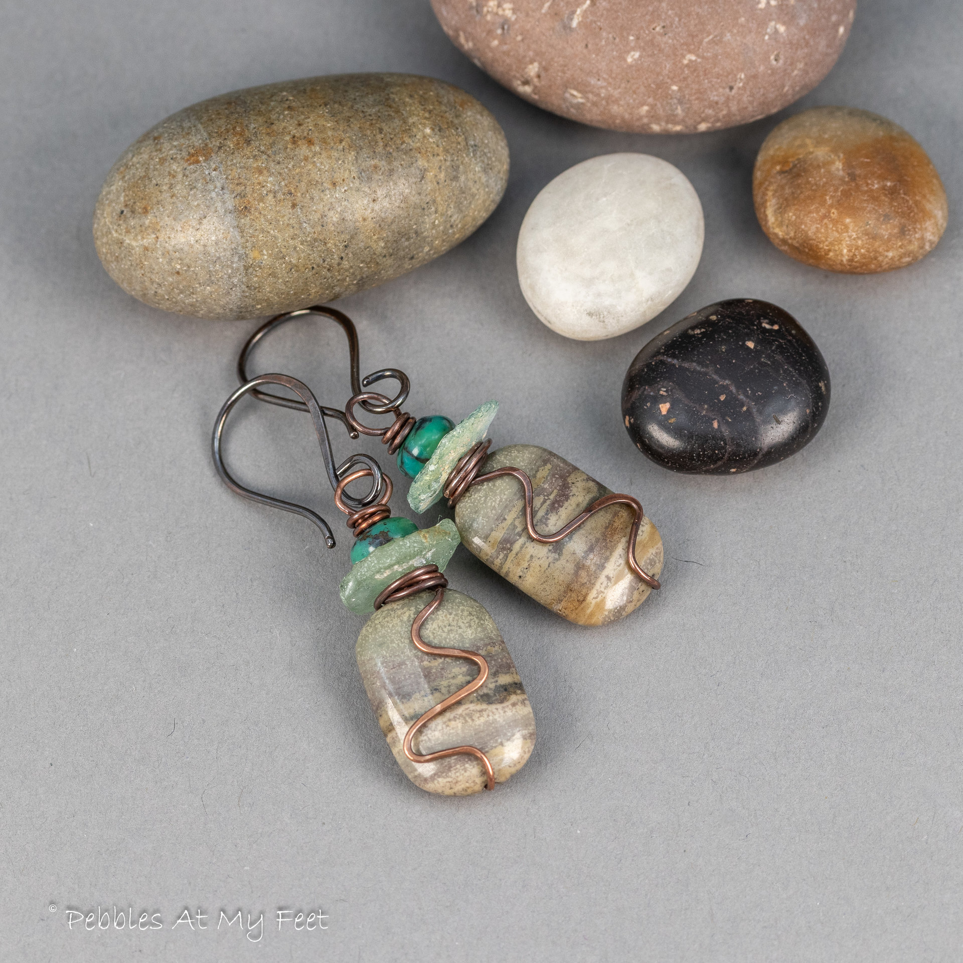 Jasper and Turquoise Earrings in Moody Ocean Colors