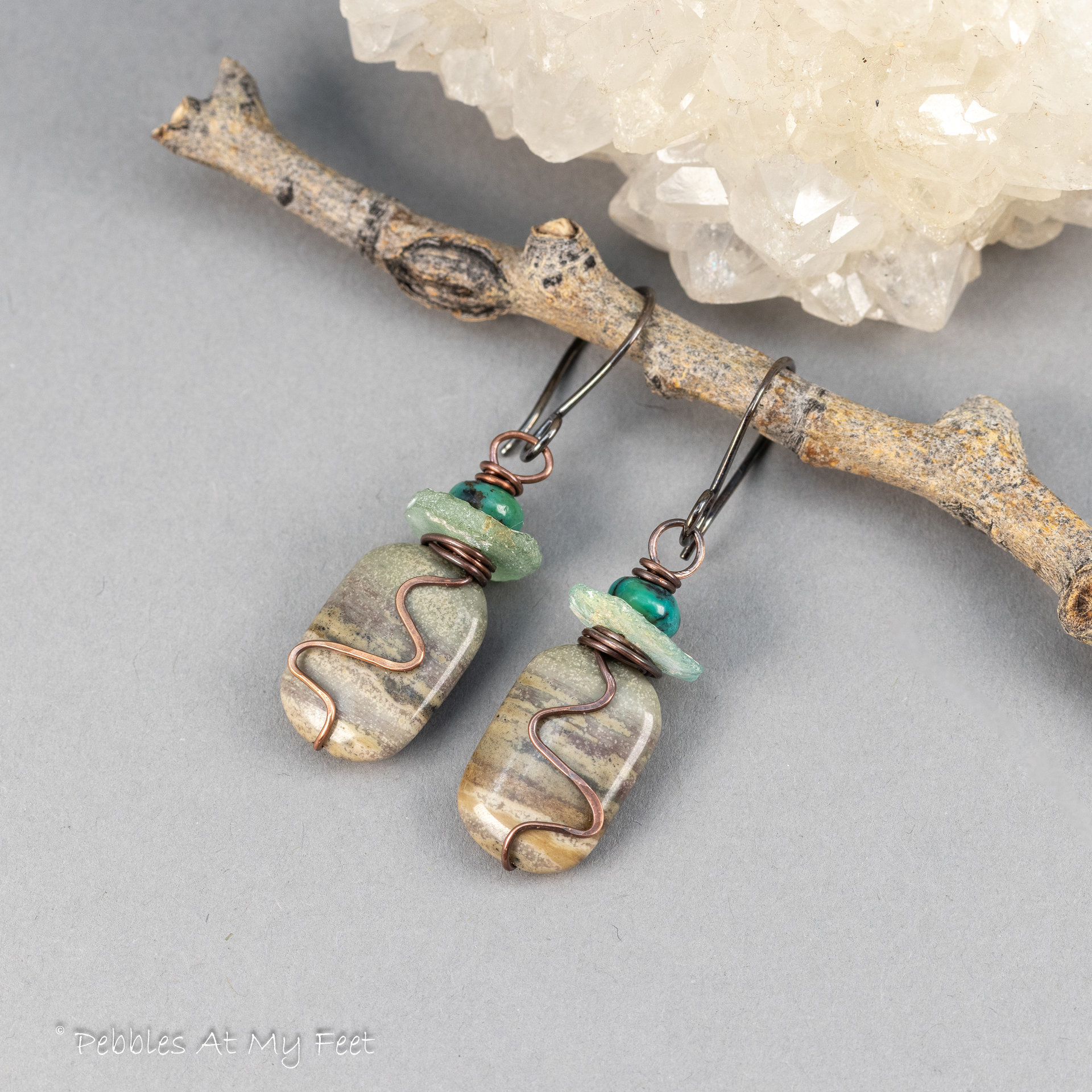 Jasper and Turquoise Earrings in Moody Ocean Colors