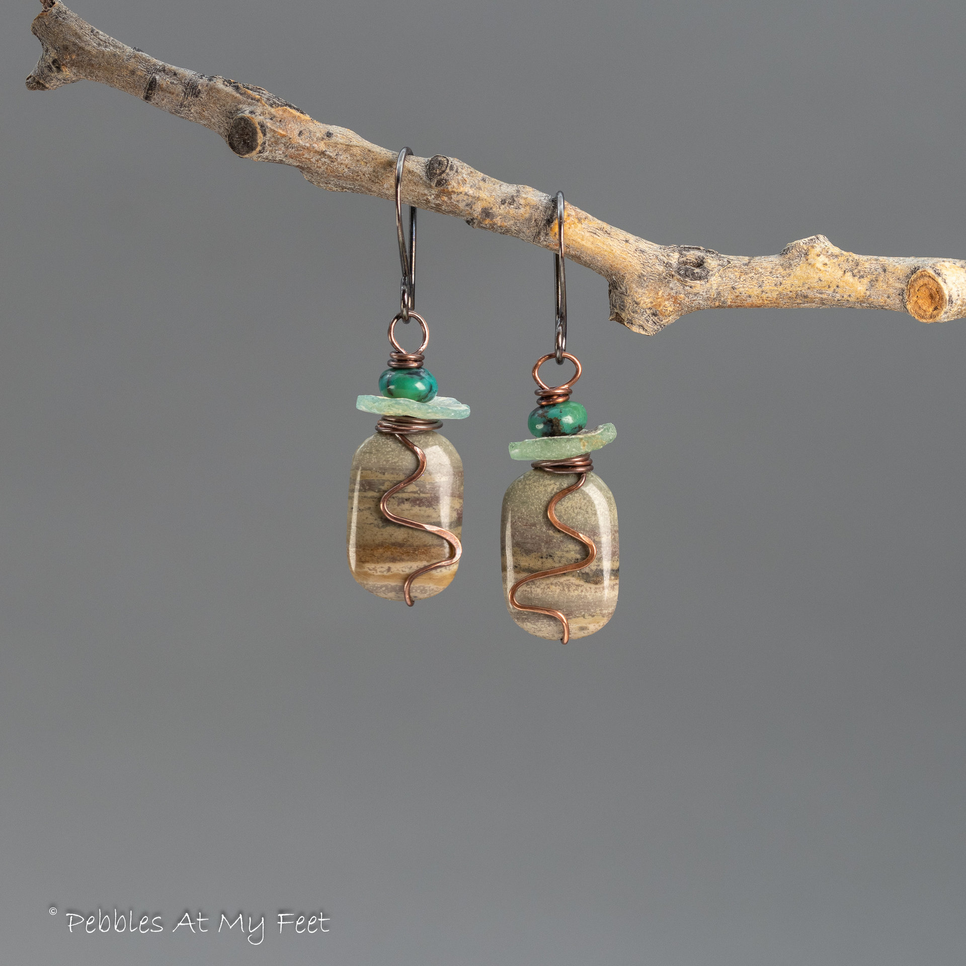Jasper and Turquoise Earrings in Moody Ocean Colors