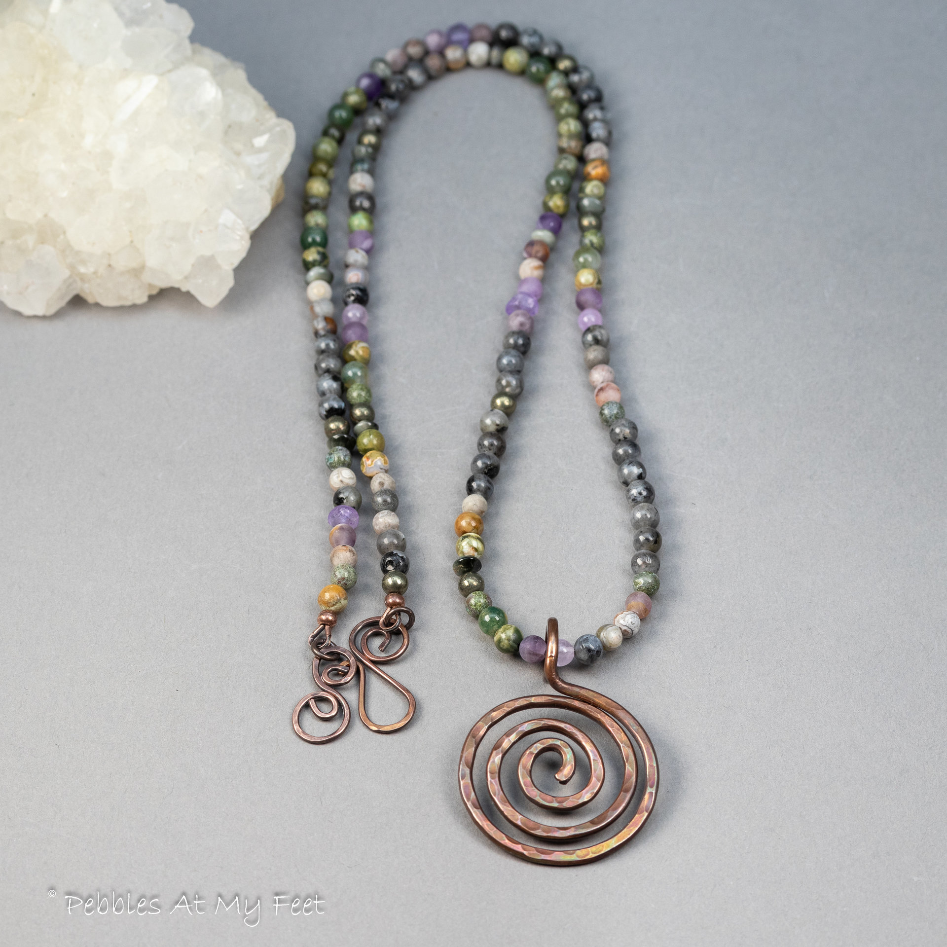 Forged Copper Spiral Pendant Necklace