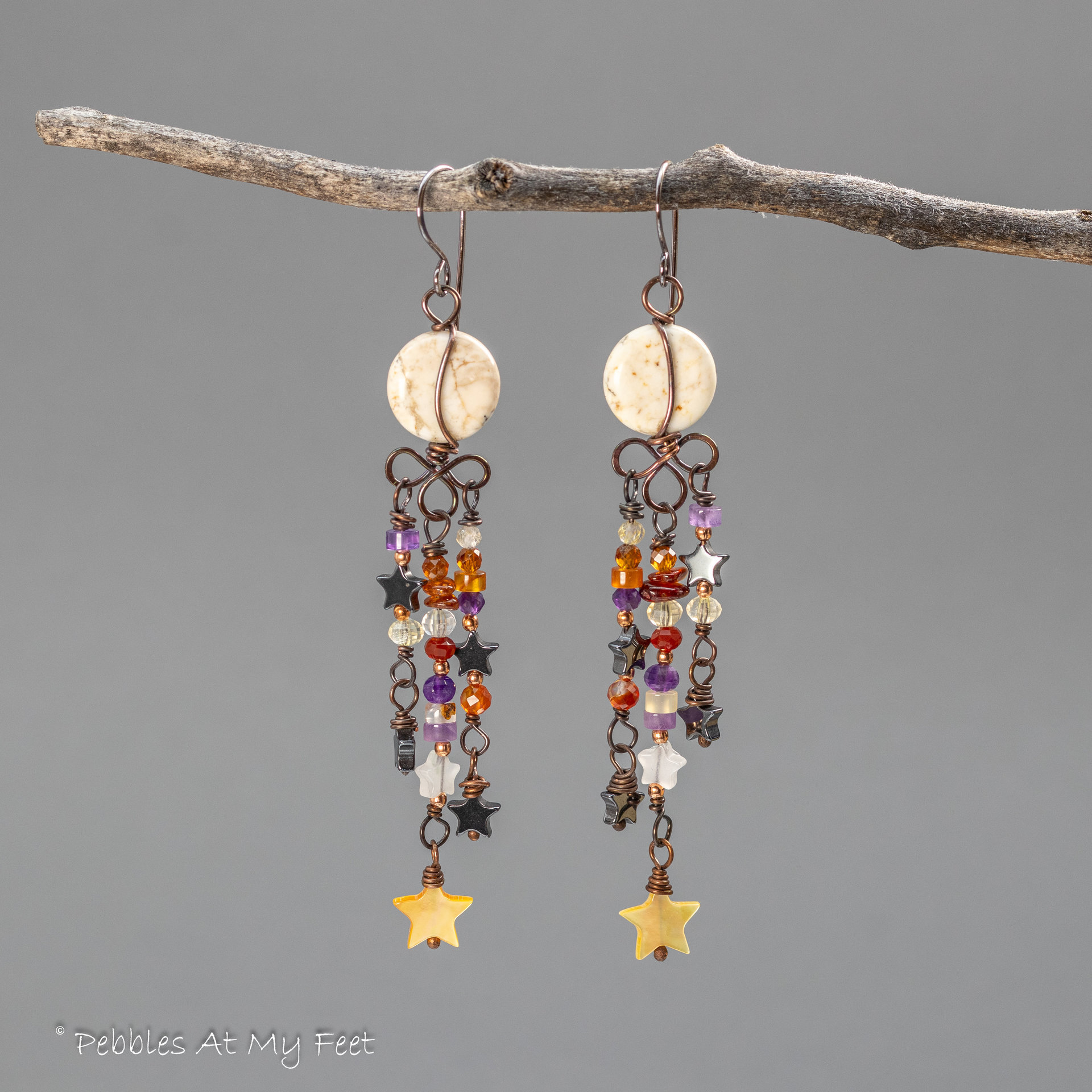 Whimsical Harvest Moon Chandelier Earrings