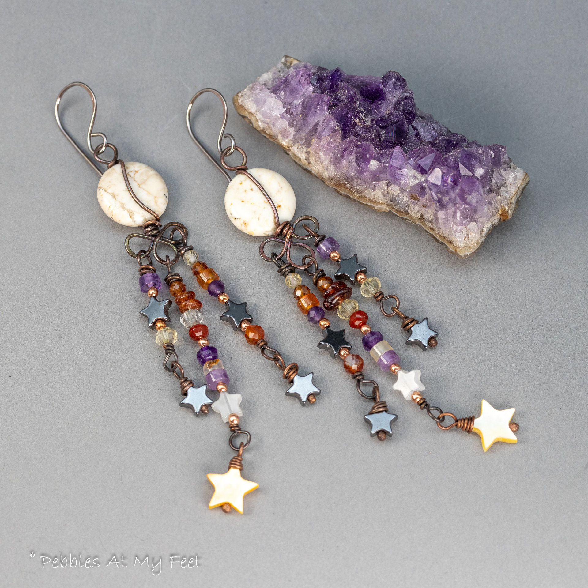 Whimsical Harvest Moon Chandelier Earrings