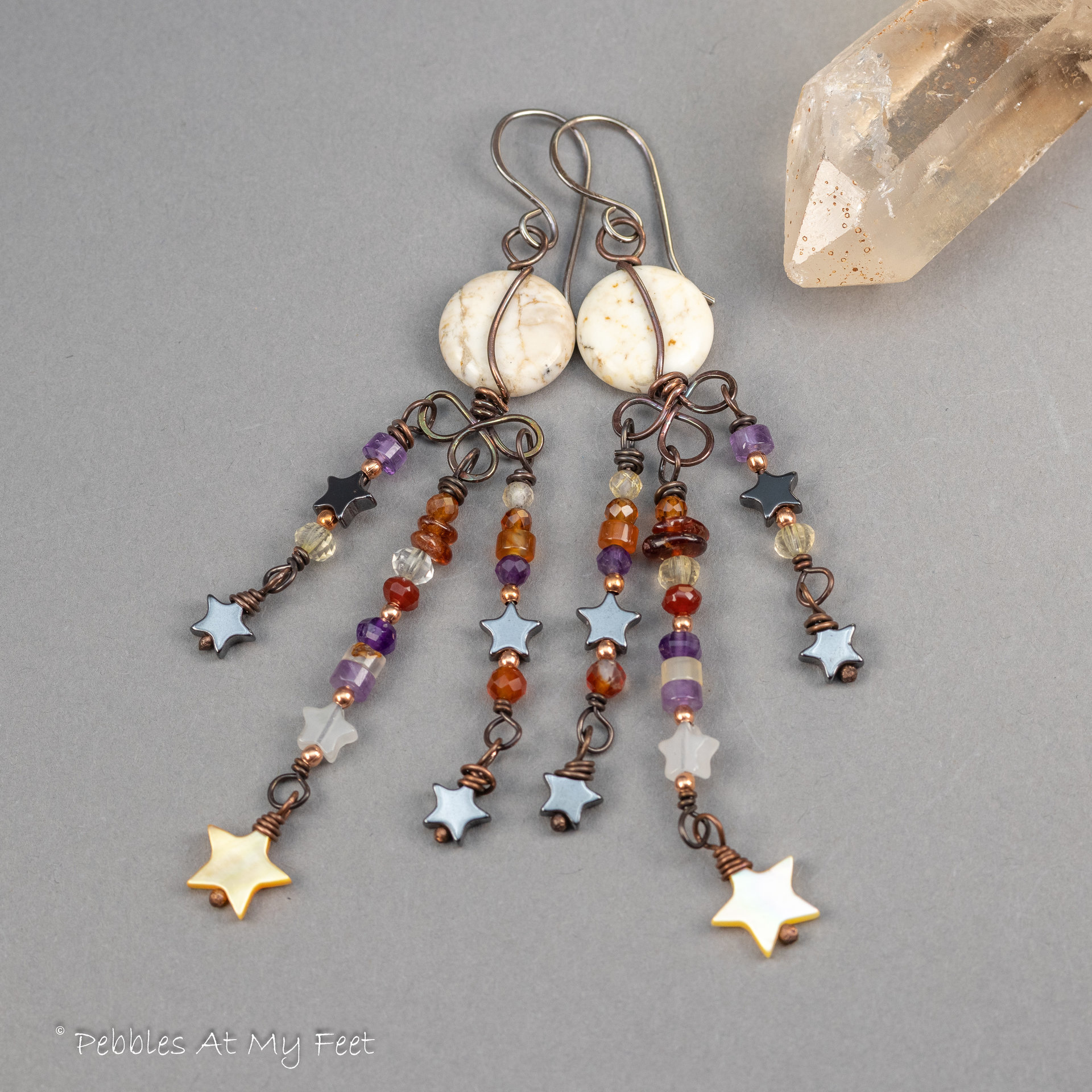 Whimsical Harvest Moon Chandelier Earrings
