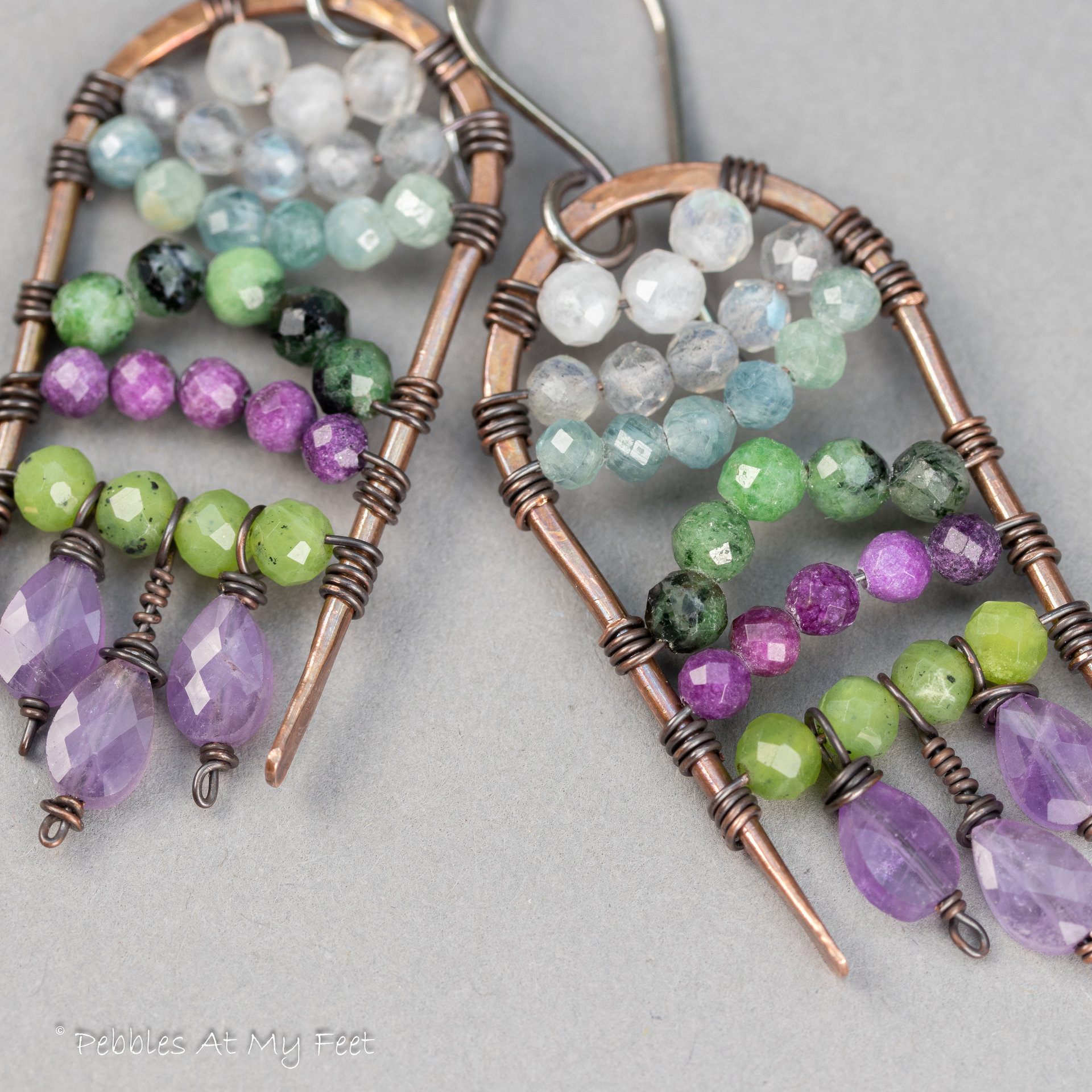 Multi Gemstone Earrings in Colors of the Scottish Highlands