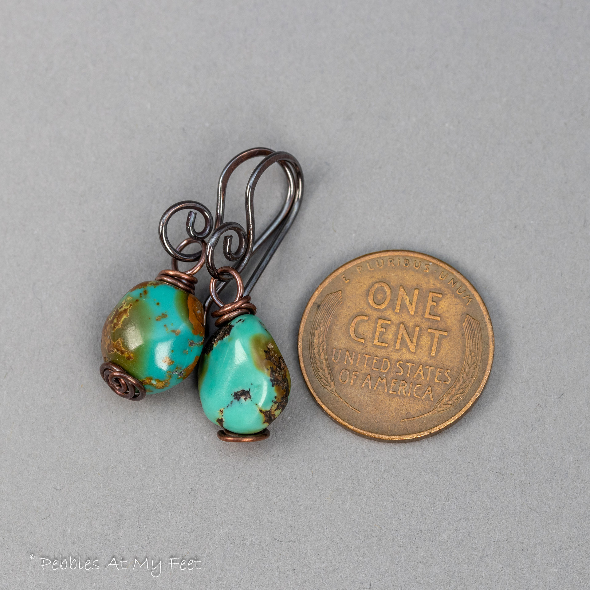Brown Matrix Turquoise Earrings in Copper