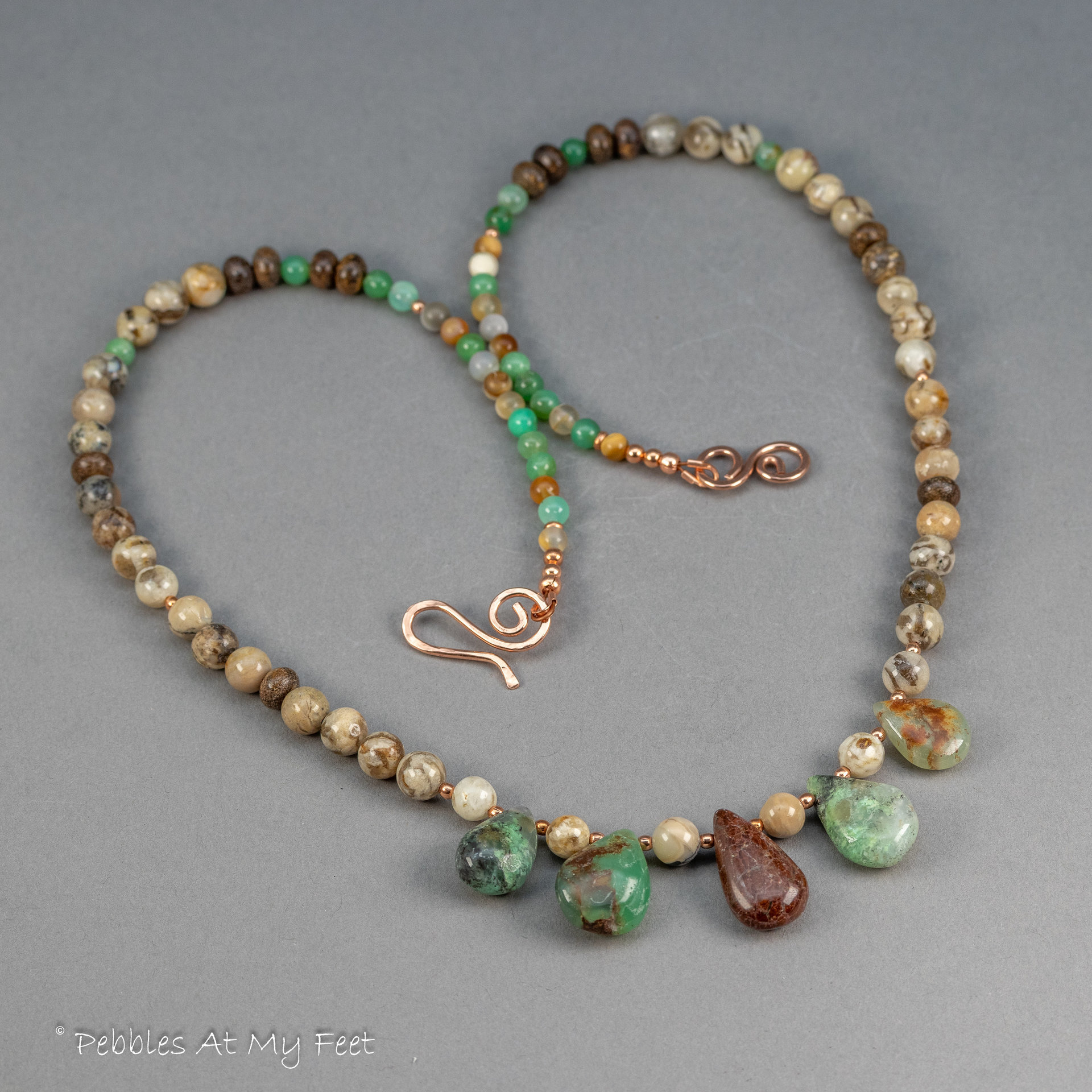 Green and Brown Stone Beaded Necklace