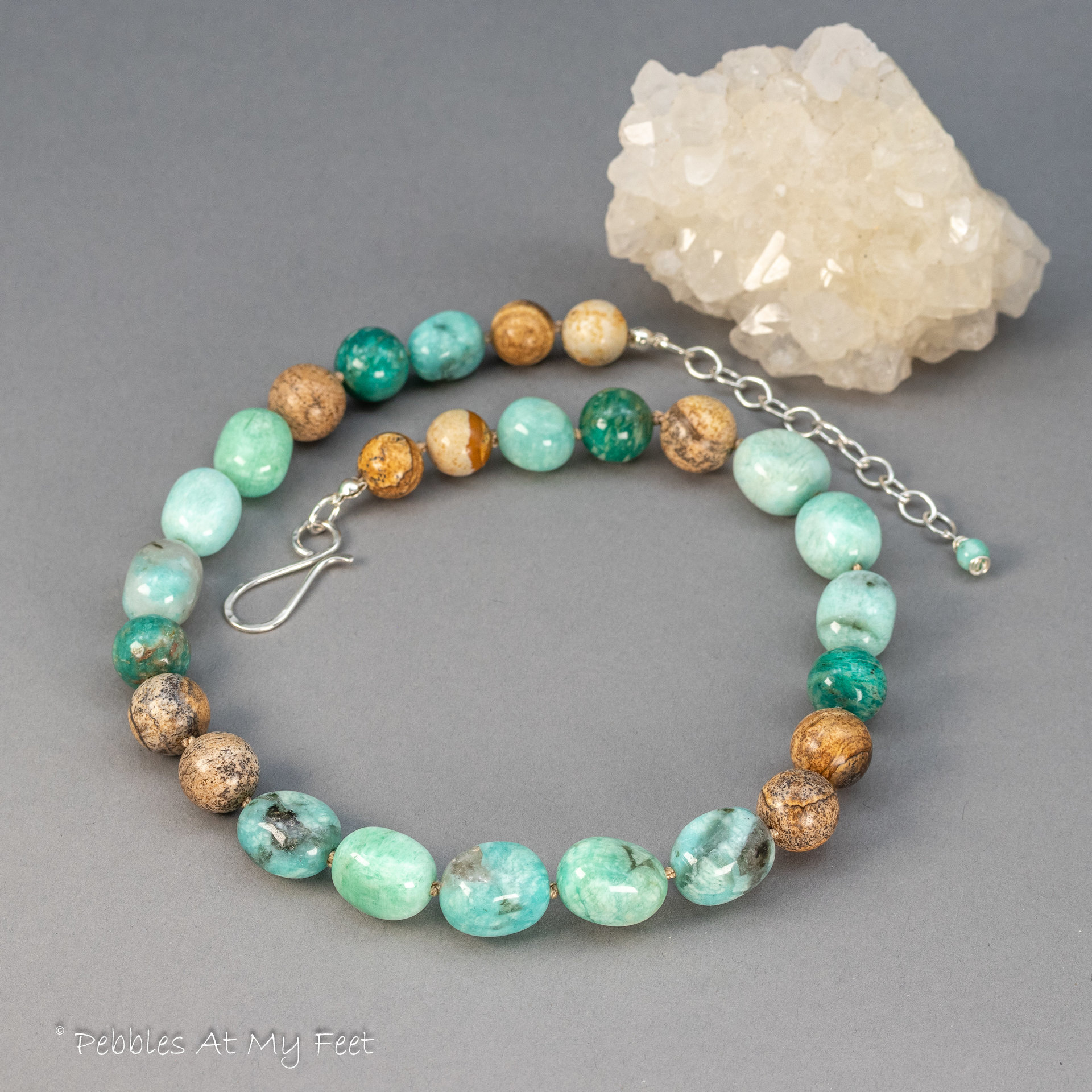 Hand Knotted Amazonite Natural Stone Short Necklace