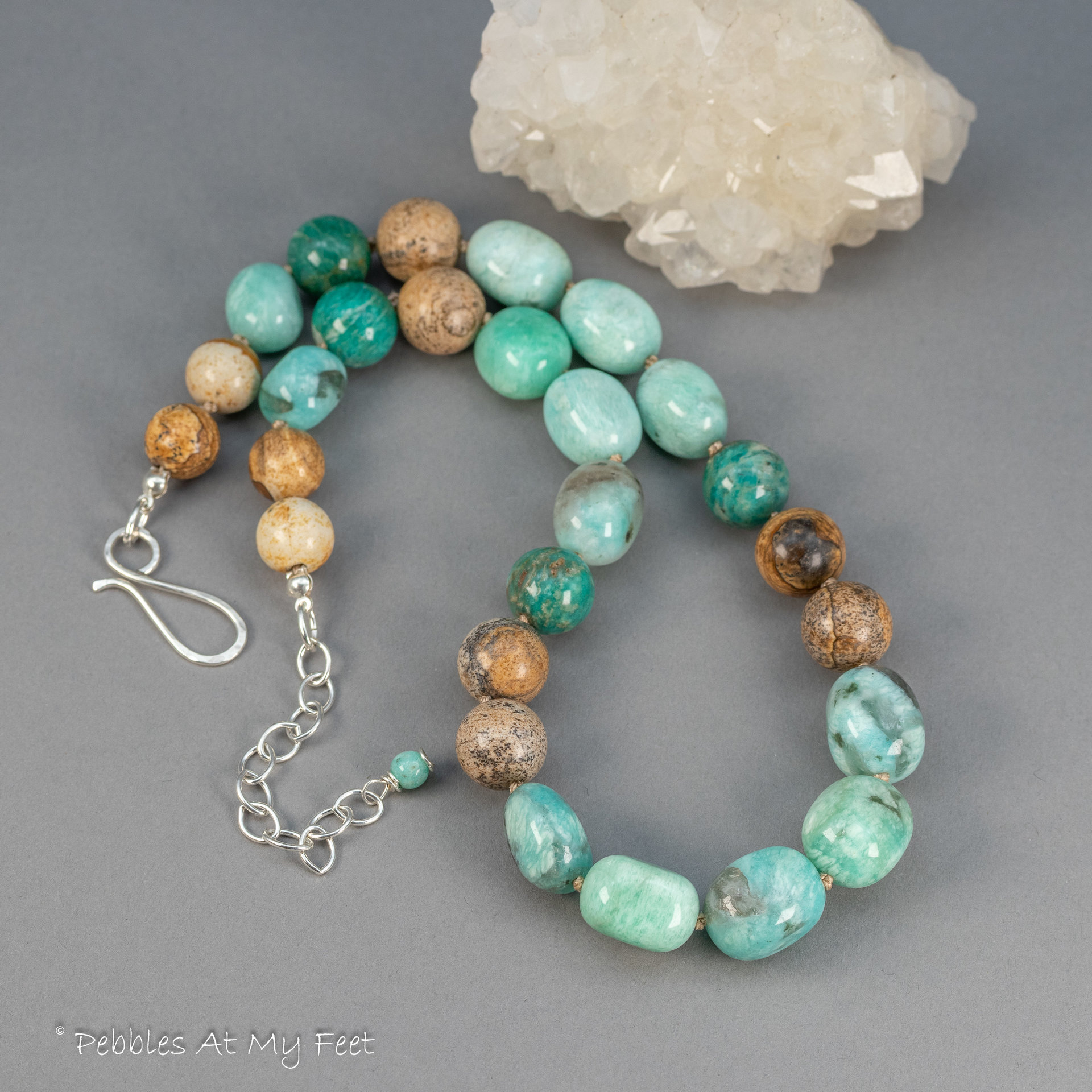 Hand Knotted Amazonite Natural Stone Short Necklace