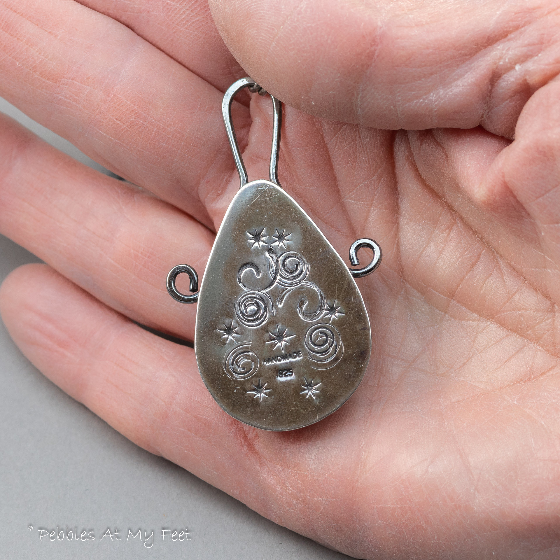 Unique Fossil Coral Stone Pendant Necklace Handcrafted in Sterling Silver