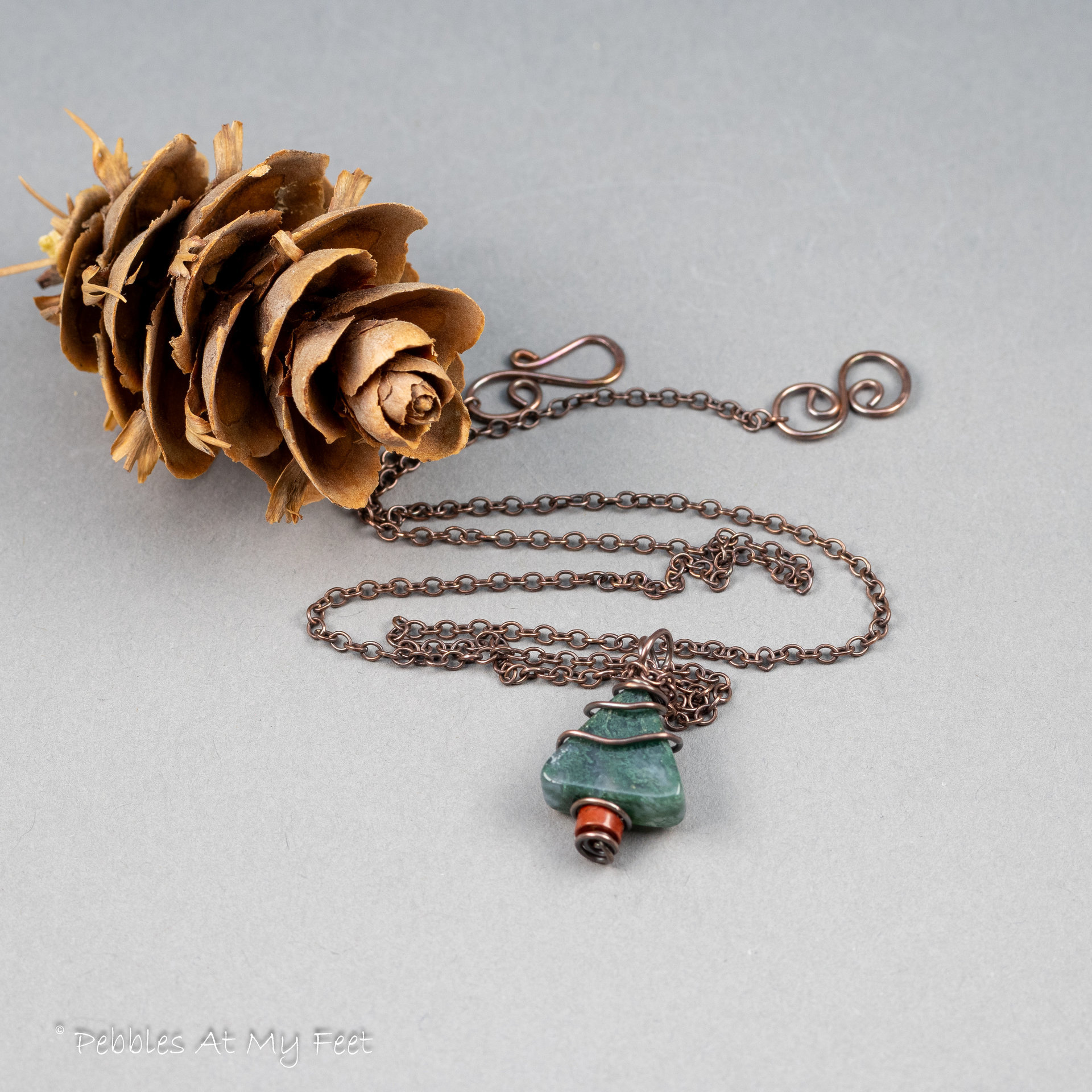 Yule Tree Necklace Handmade in Copper