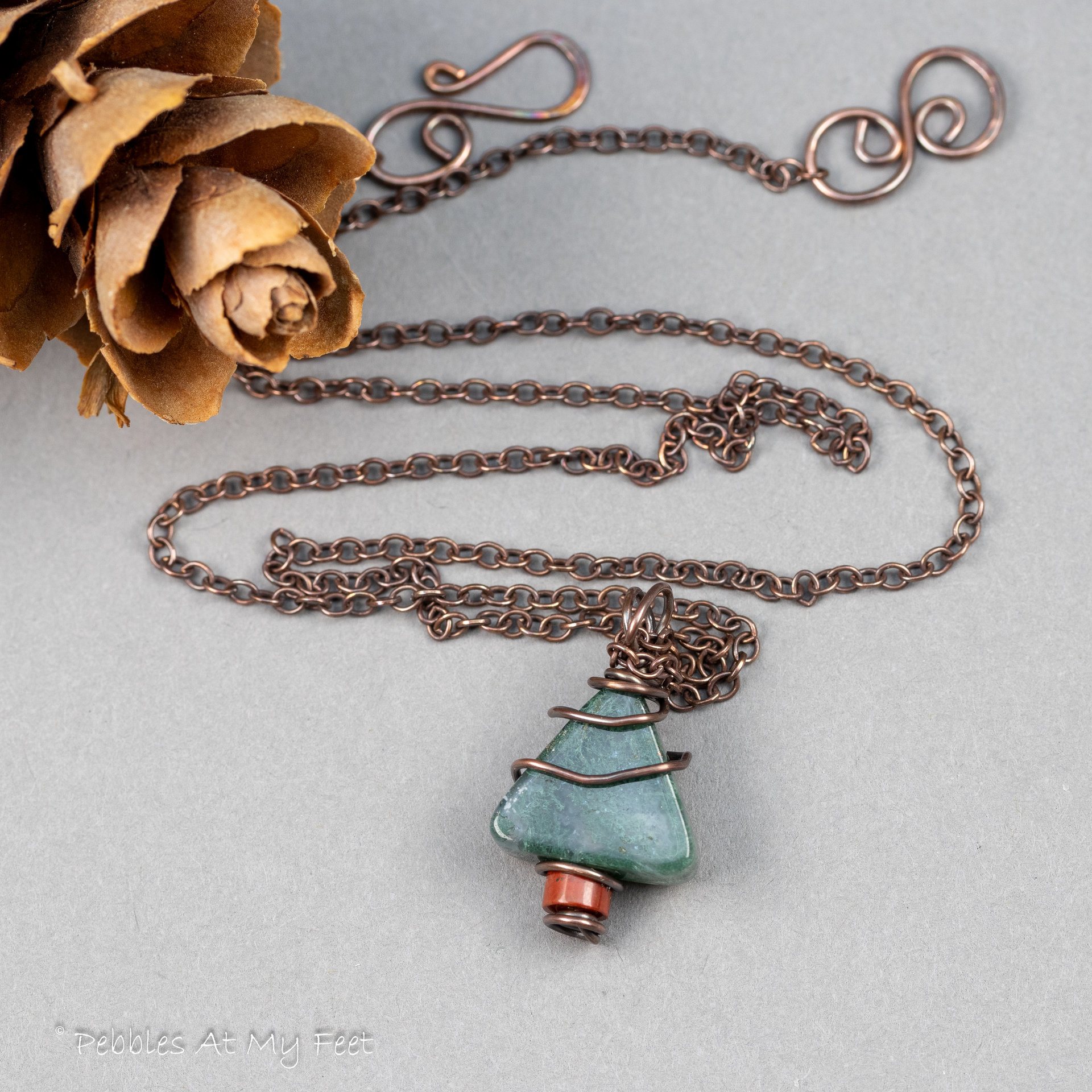 Yule Tree Necklace Handmade in Copper