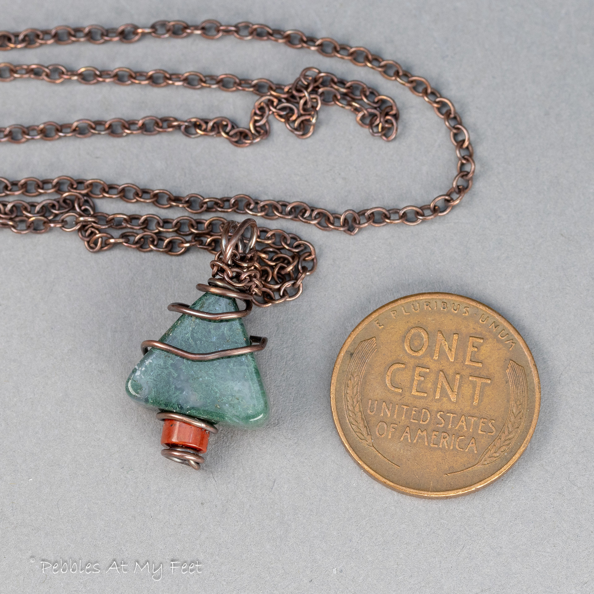 Yule Tree Necklace Handmade in Copper