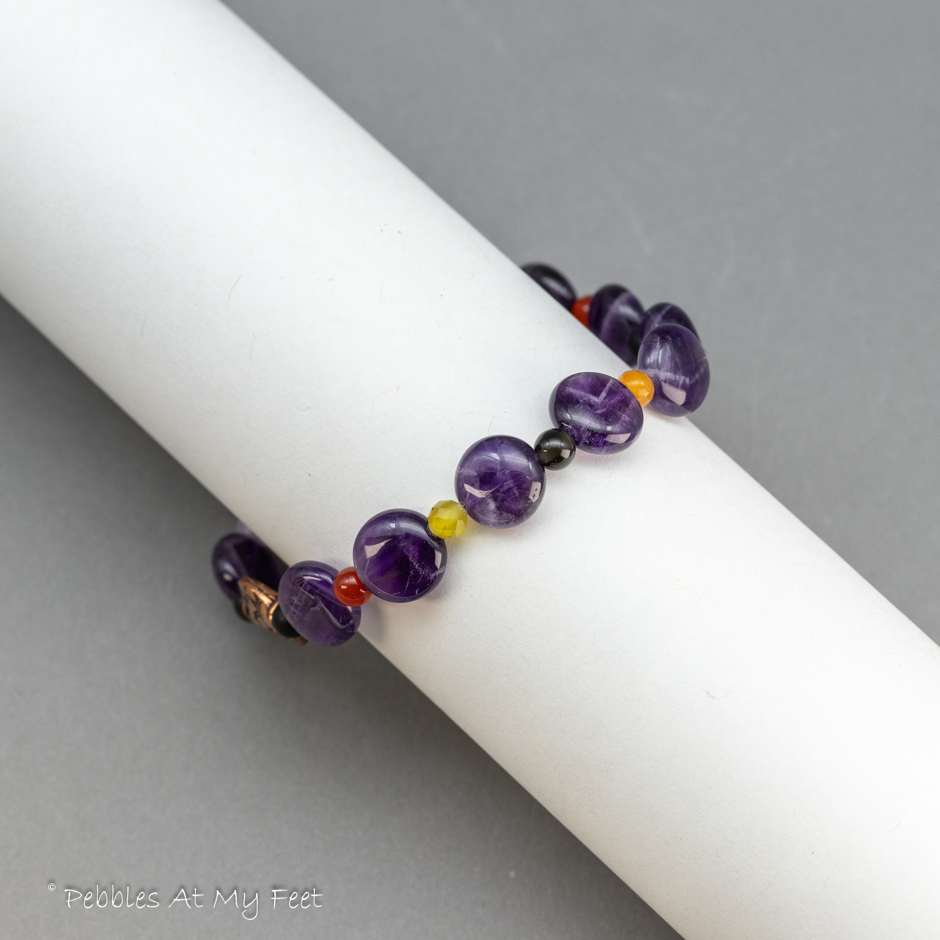 Amethyst Stretch Bracelet with Colorful Natural Stone Accents