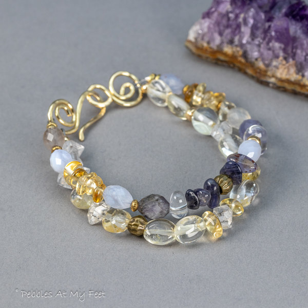 Yellow and Blue Gemstone Double Strand Bracelet
