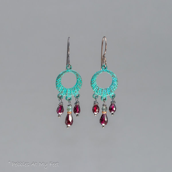 Natural Red Garnet Gemstone Chandelier Earrings
