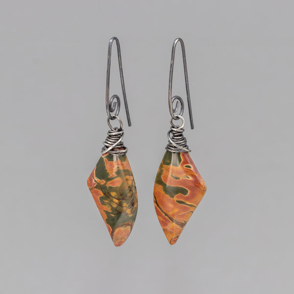 Red and Gray Jasper Earrings