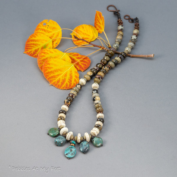 Handmade Brown and Turquoise Natural Stone Beaded Necklace