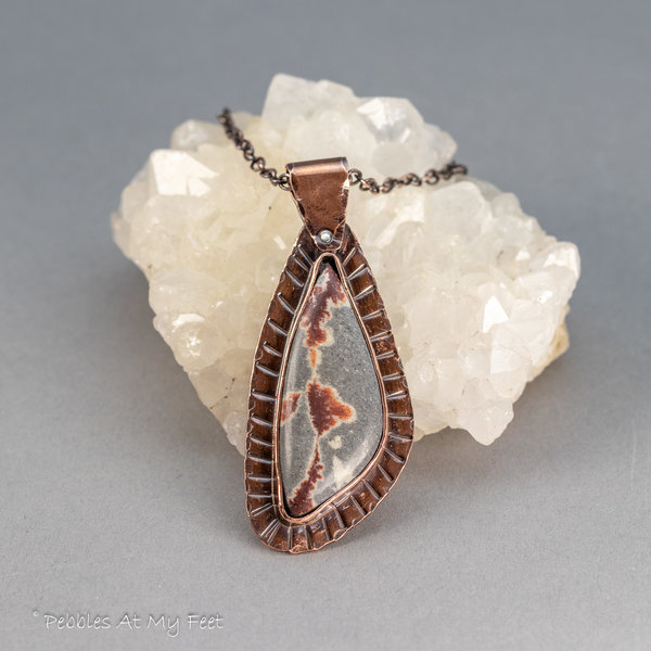 Copper Bezel Set Sonora Dendritic Rhyolite Necklace, Handcrafted Earthy Natural Stone Necklace