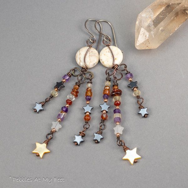 Whimsical Harvest Moon Chandelier Earrings